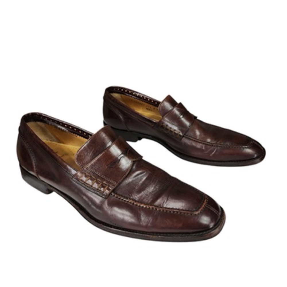 Cole Haan Collection Penny Loafers 11.5M Mens Slip On Brown Leather Moc Toe READ